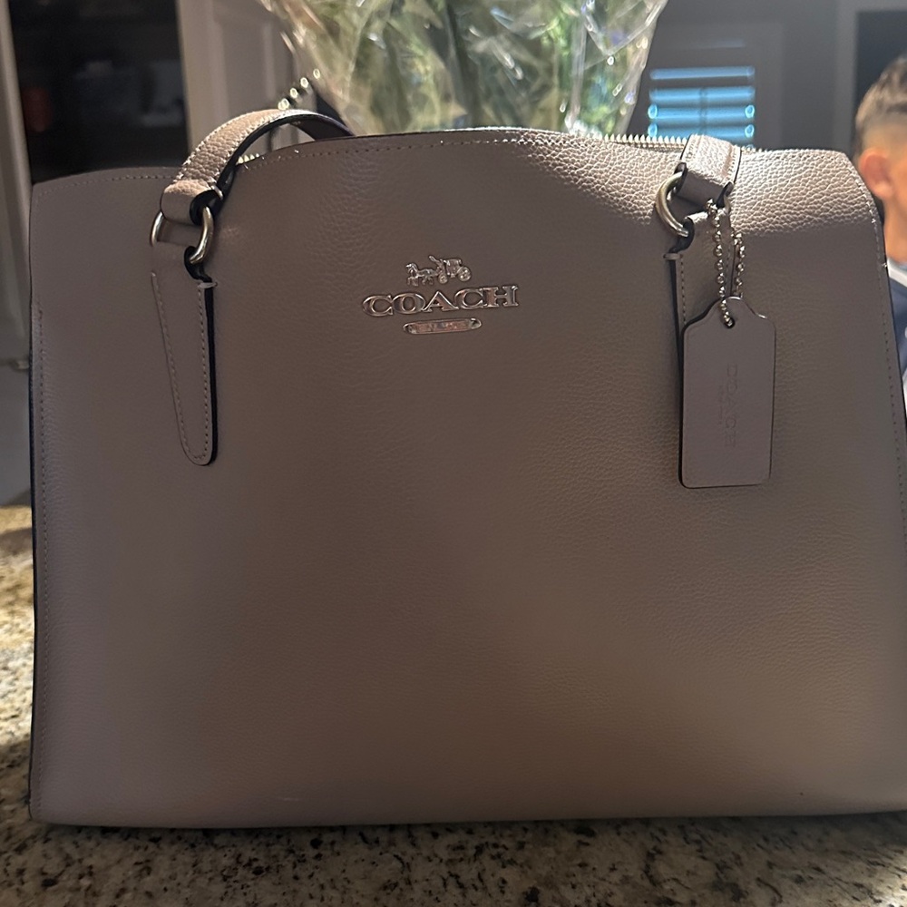 Large Coach Taupe Leather Satchel